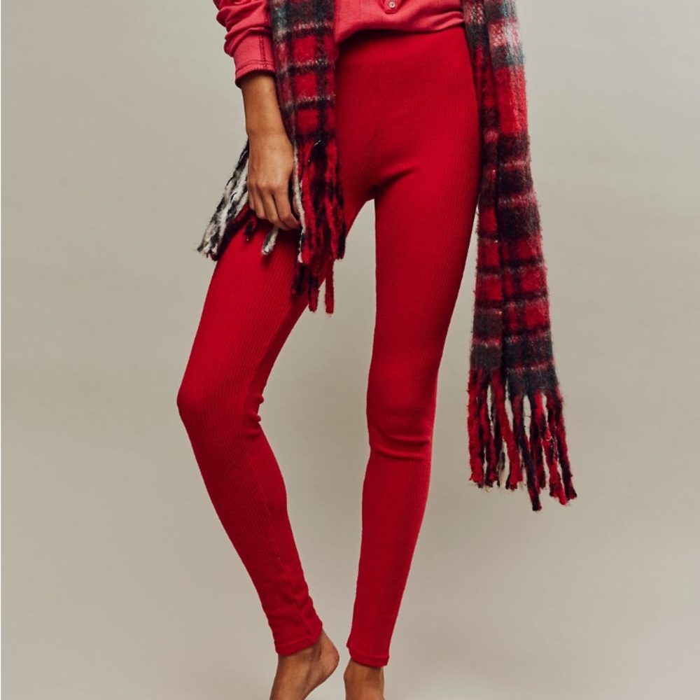 Free People Intimately Chilled Out Leggings in Red Racer Size L New With Tags